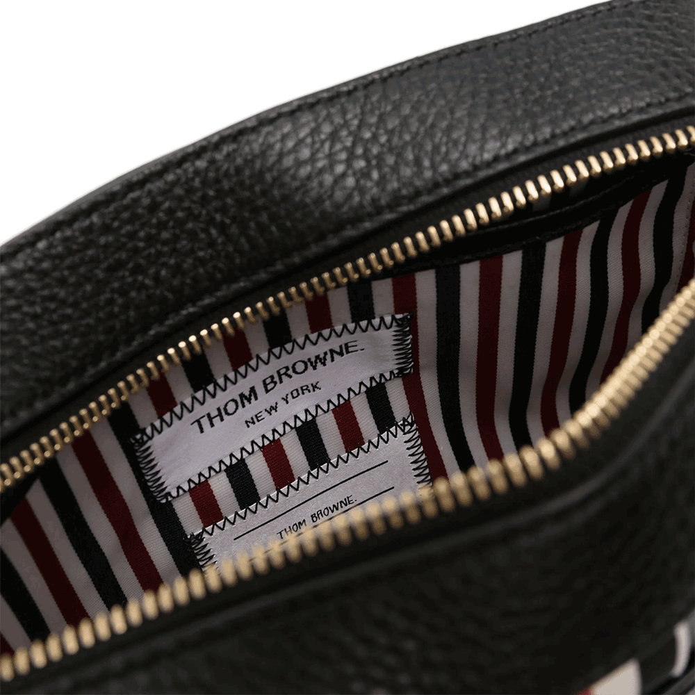 THOM BROWNE Pebble Grain Leather Camera Crossbody Bag Men MAG421A 00198 001