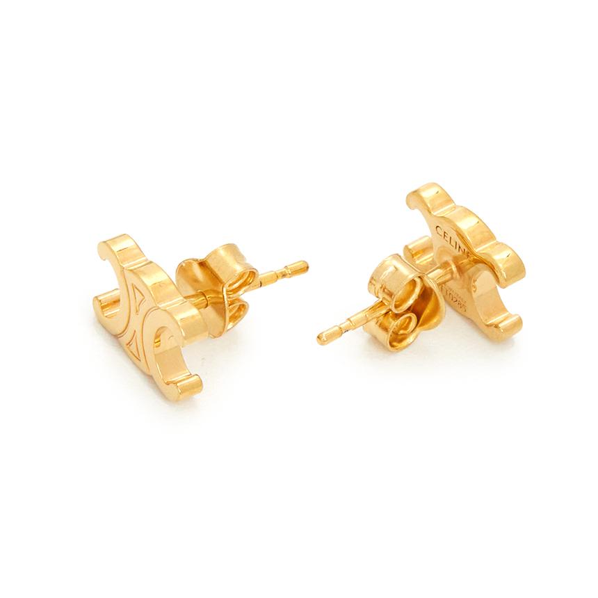 CELINE Triomphe Women's Earrings Gold-Tone