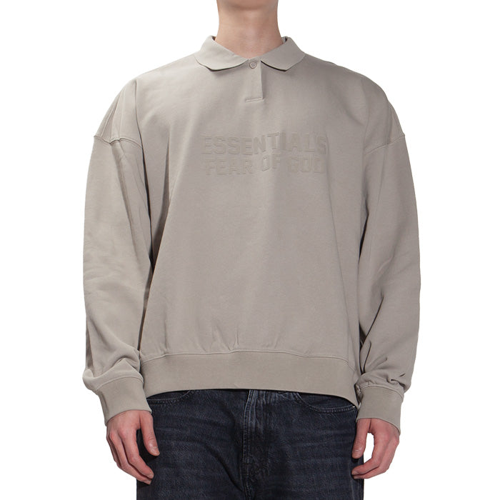 Fear of God Essentials Center Logo LS Polo T-Shirt Smoke