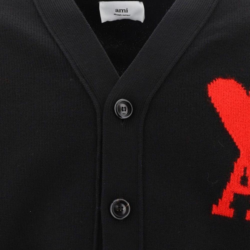 AMI Women’s Big Heart Logo Cardigan Black BFUKC002 018 009