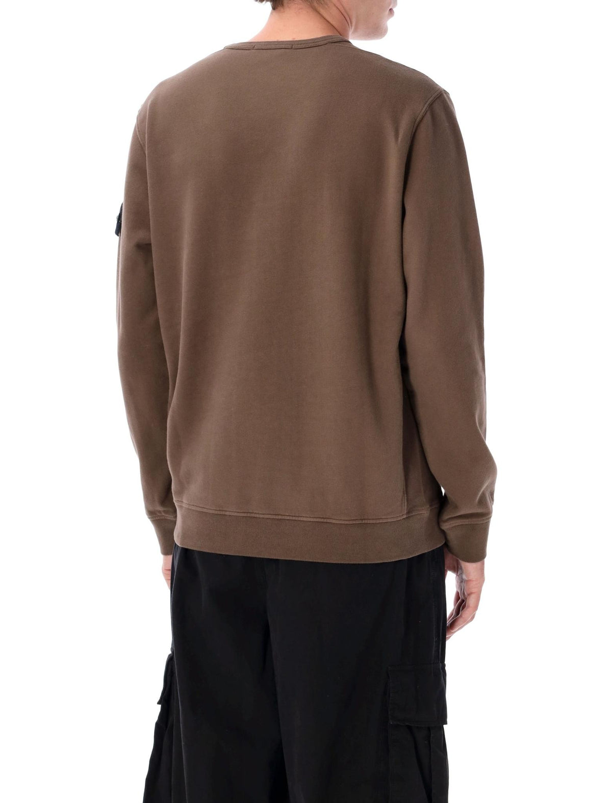 STONE ISLAND Black Cotton Logo Sweatshirt