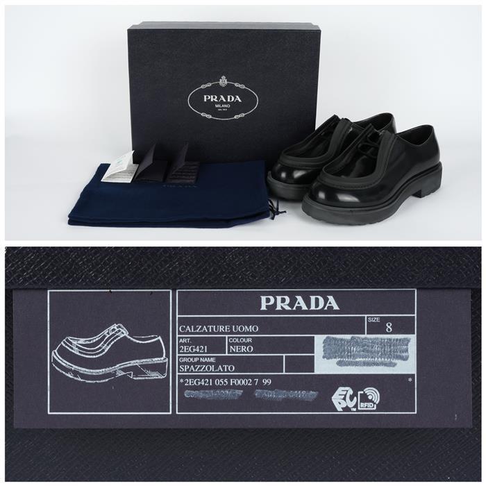 PRADA Diapason Brushed Leather Loafers 2EG421 055 F0002