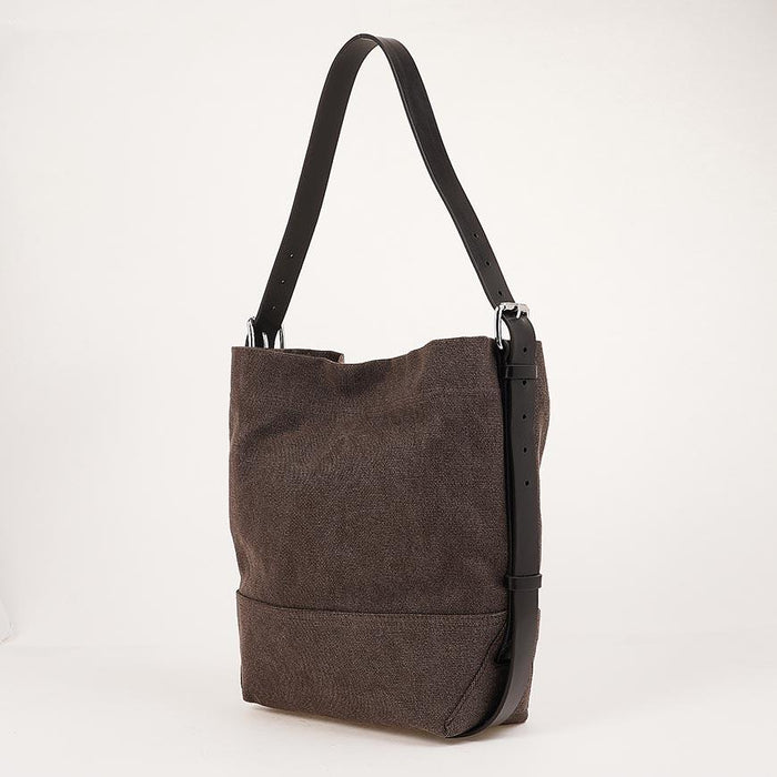 Lemaire Unisex Small Belted Tote Bag Brown Leather