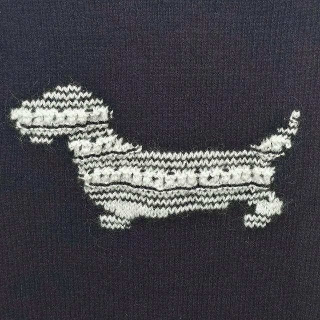 THOM BROWNE Donegal RWB Hector Pointelle Cardigan Navy Wool Women’s
