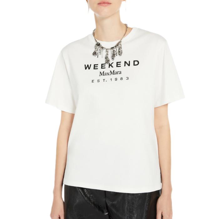 Max Mara CABINA Embroidered Logo Cotton Short Sleeve T-Shirt 002