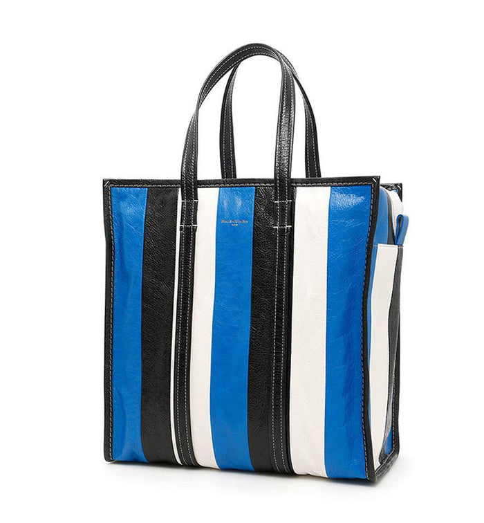 BALENCIAGA Bazaar Medium Tote Bag Blue Leather Unisex Tote