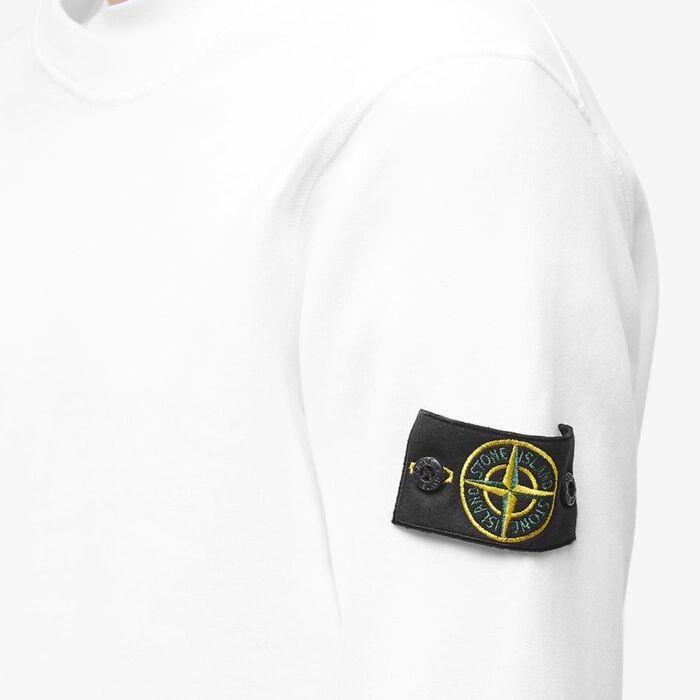 STONE ISLAND Wappen Logo Brushed Cotton Sweatshirt White Men