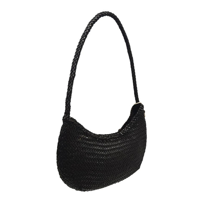 Dragon Diffusion Nova Luna Woven Leather Shoulder Bag for Women 8020 DARK BROWN