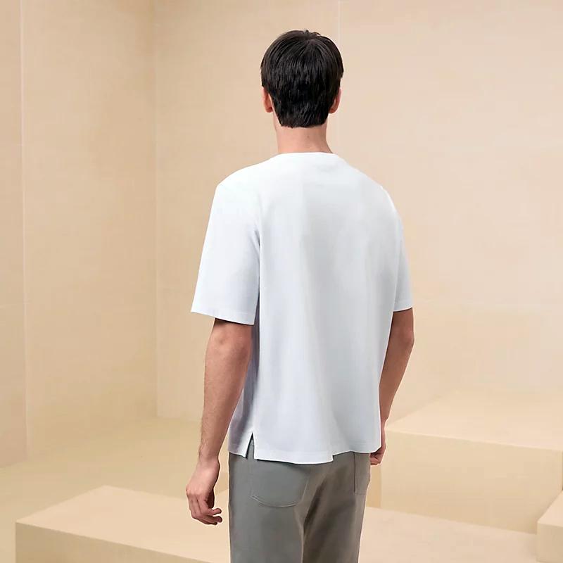 HERMES Metallerie au Ca Crewneck T-Shirt White Unisex