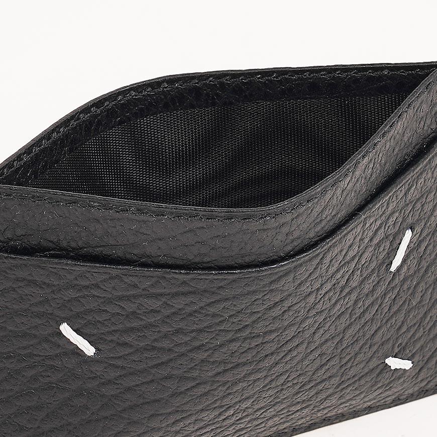 Maison Margiela Unisex Four-Stitch Leather Card Holder Black