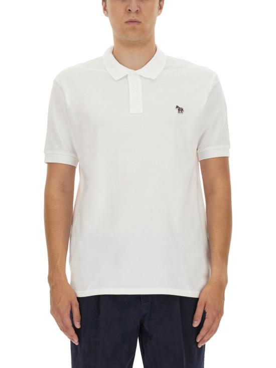 Paul Smith White Zebra Logo Polo Shirt for Men M2R183 KKZEBRA 01