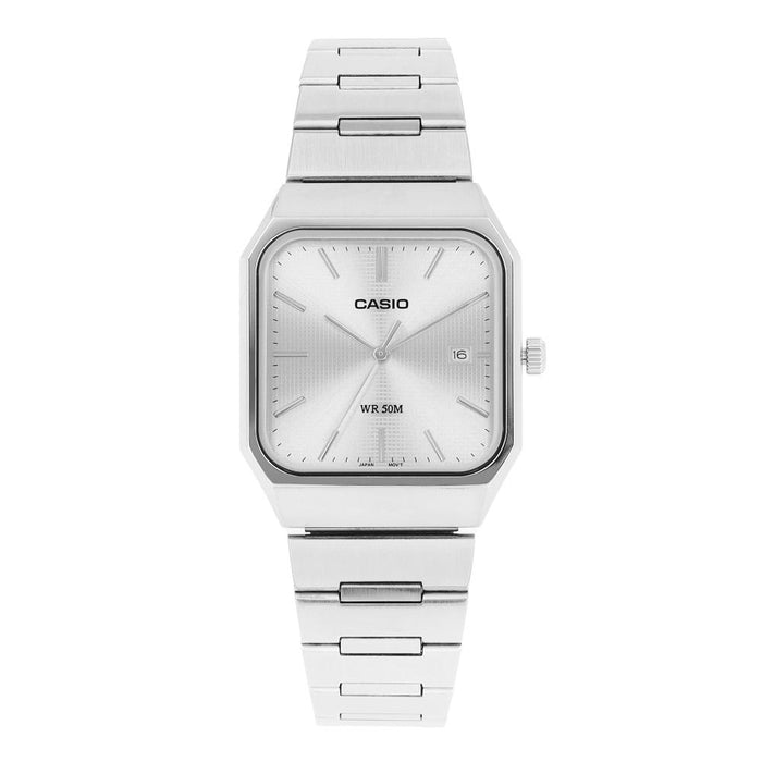 Casio Silver Analog Square Metal Watch for Men
