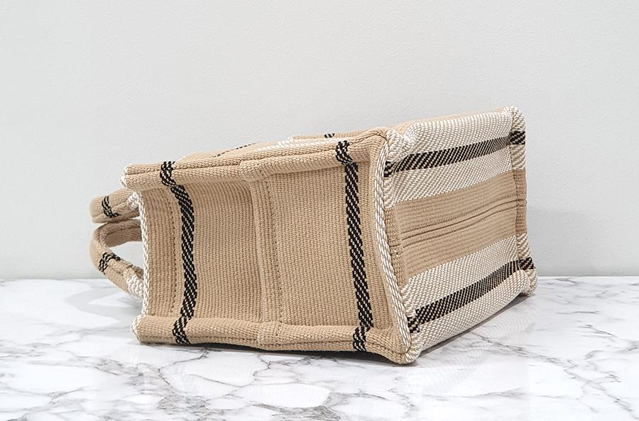 CELINE Women’s Small Cabas Stripe Text Triomphe Tote Bag Beige 199162FV2 02BL