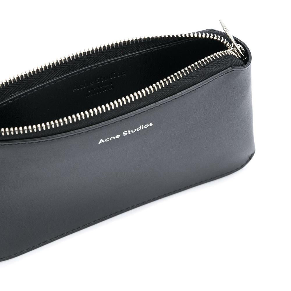 Acne Studios Signature Logo Black Leather Coin Card Holder Wallet