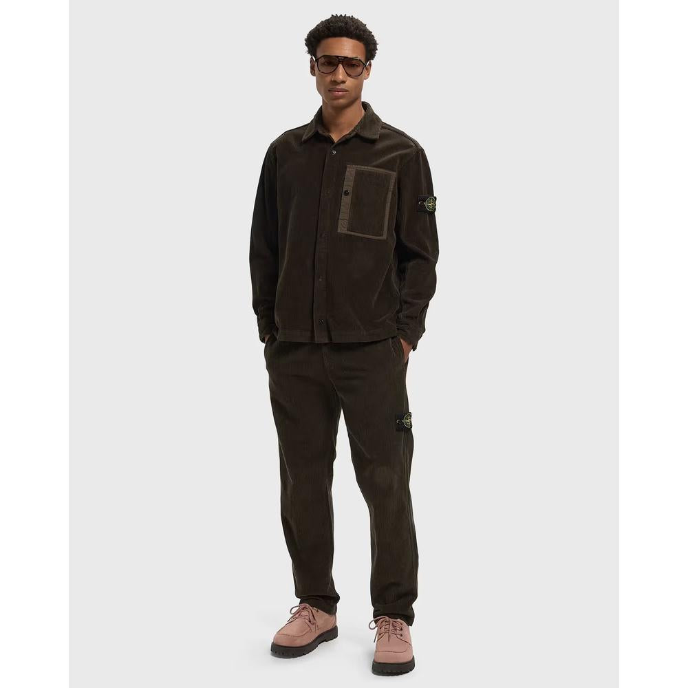 STONE ISLAND Corduroy Long Sleeve Shirt for Men Navy