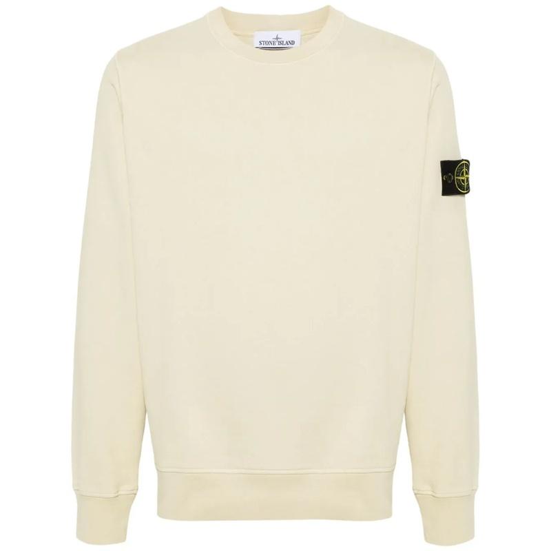 STONE ISLAND Cotton Fleece Crewneck Sweatshirt Men Navy