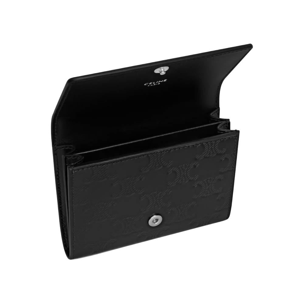 CELINE Black Triomphe Card Holder Wallet