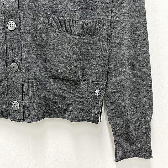 THOM BROWNE 4-Bar Armband Merino Wool Cardigan Gray Women
