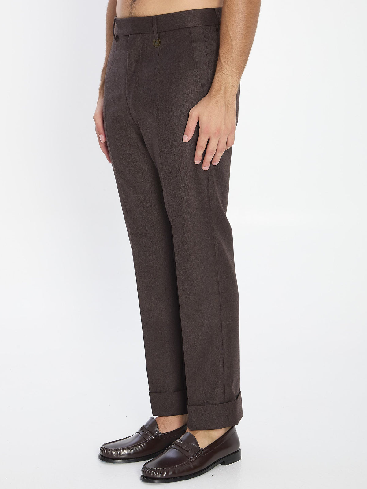 BURBERRY Brown Wool Dress Suit Pants