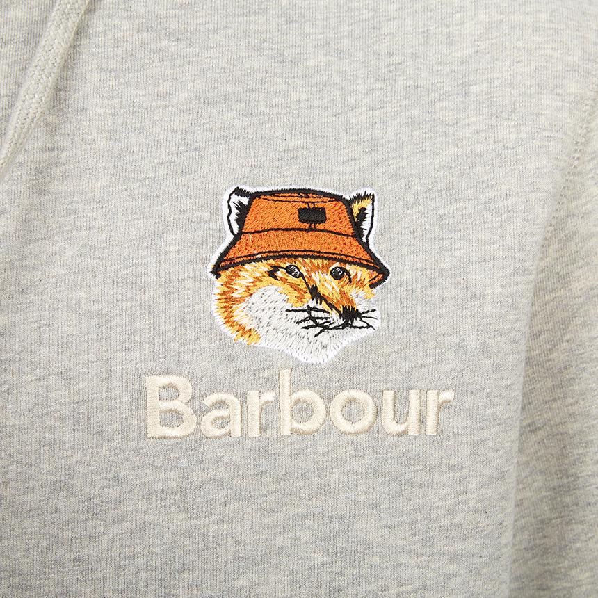 Maison Kitsune Barber Collaboration Fleece Hoodie Unisex Gray