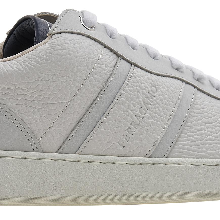Ferragamo Men’s Signature Low-Top Sneakers ACHILLE 1 BIANCO OTTIC CALF 0763468
