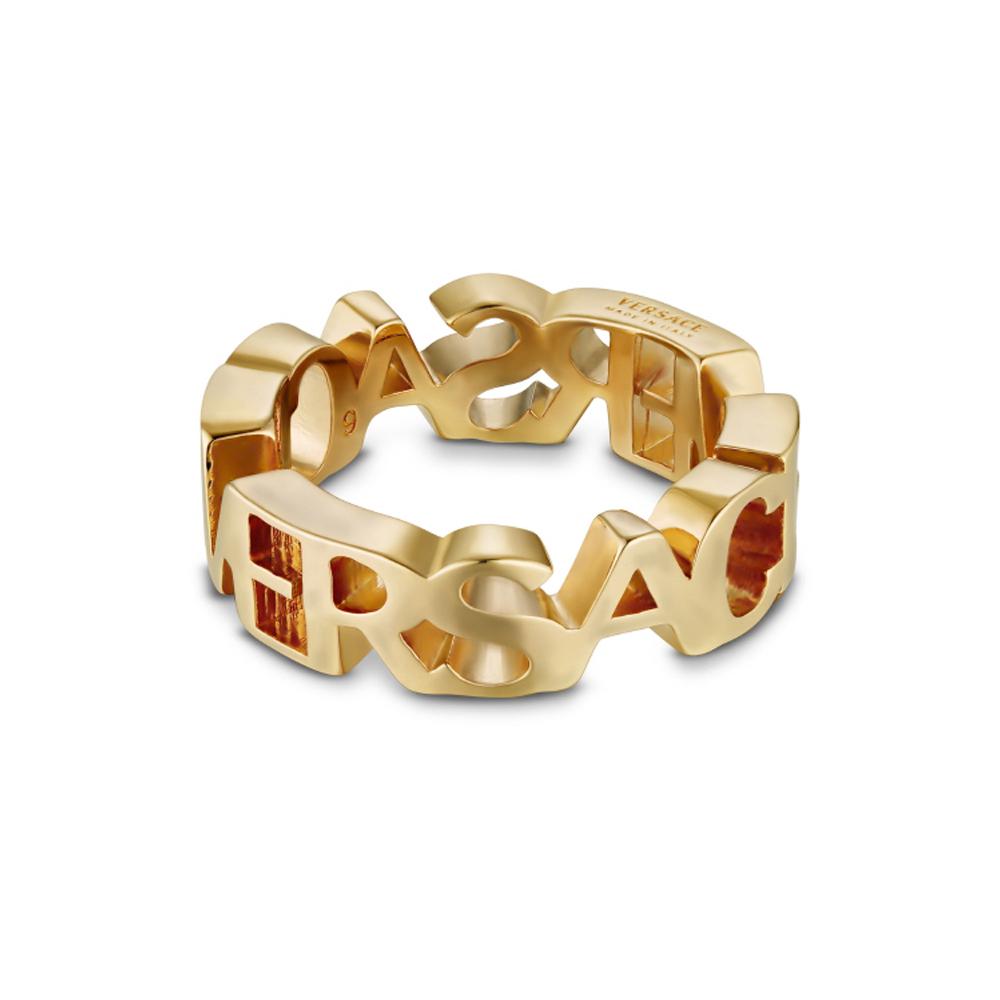 Versace Silver Lettering Logo Ring 1020684 1A00620 3J000