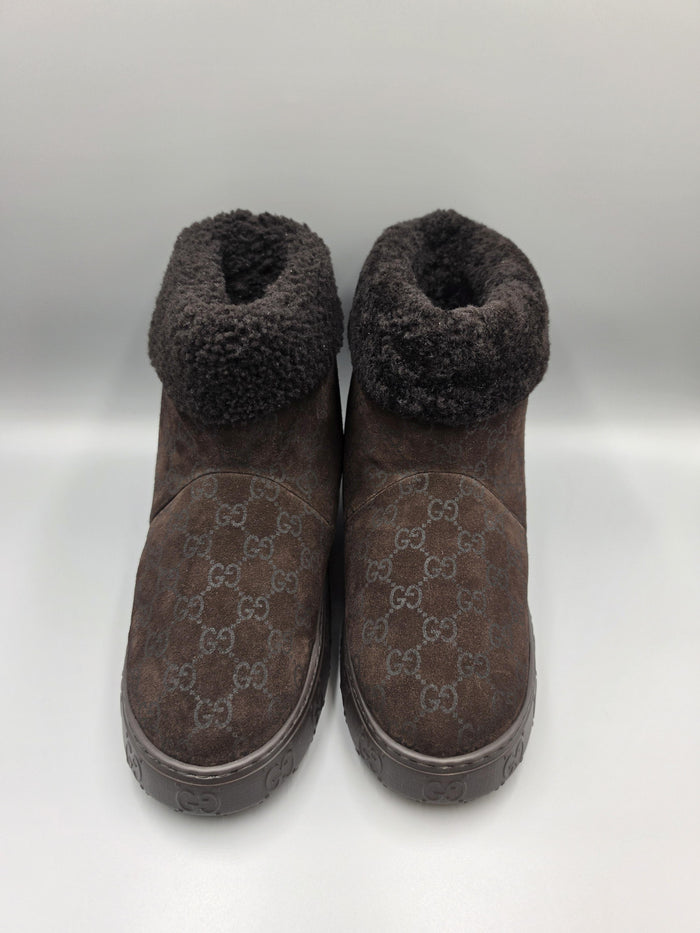 GUCCI Women’s Dark Brown Short Snow Boots 836561
