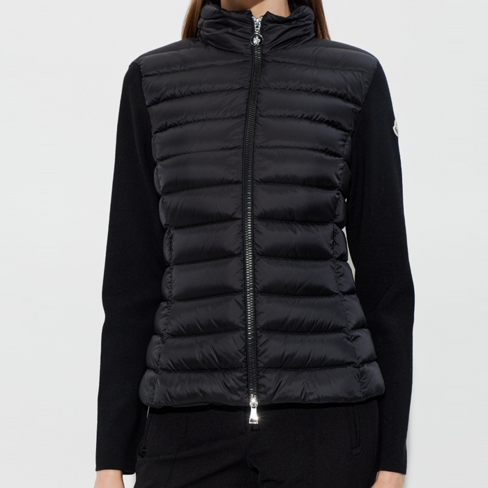 Moncler Women’s Wool Padded Zip-Up Cardigan Black