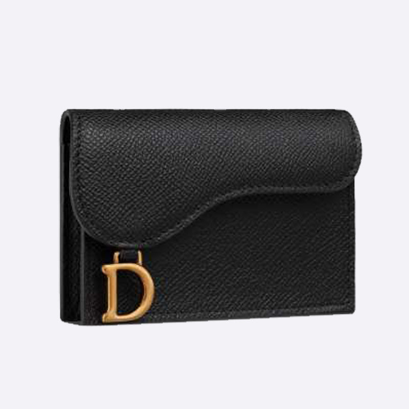 DIOR Black Calfskin Saddle Card Holder Wallet S5611CBAA