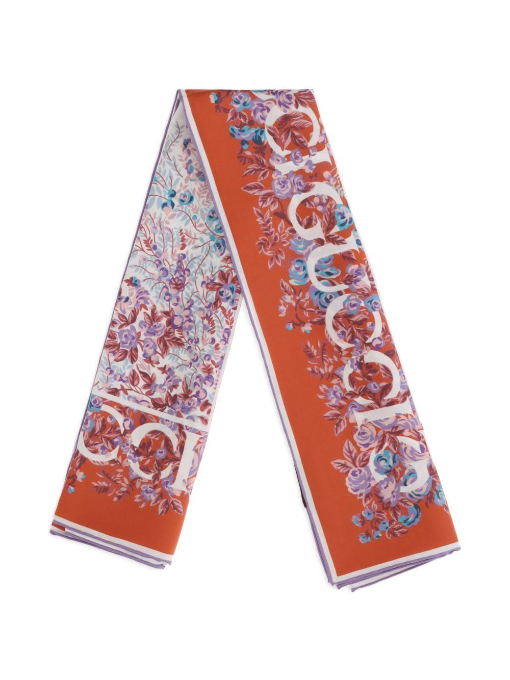GUCCI Silk Logo Print Scarf