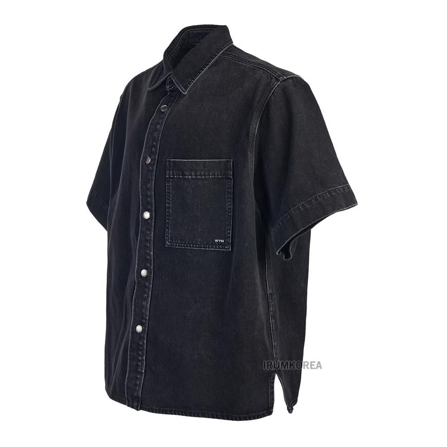 WOOYOUNGMI Men’s Denim Long-Sleeve Shirt Navy