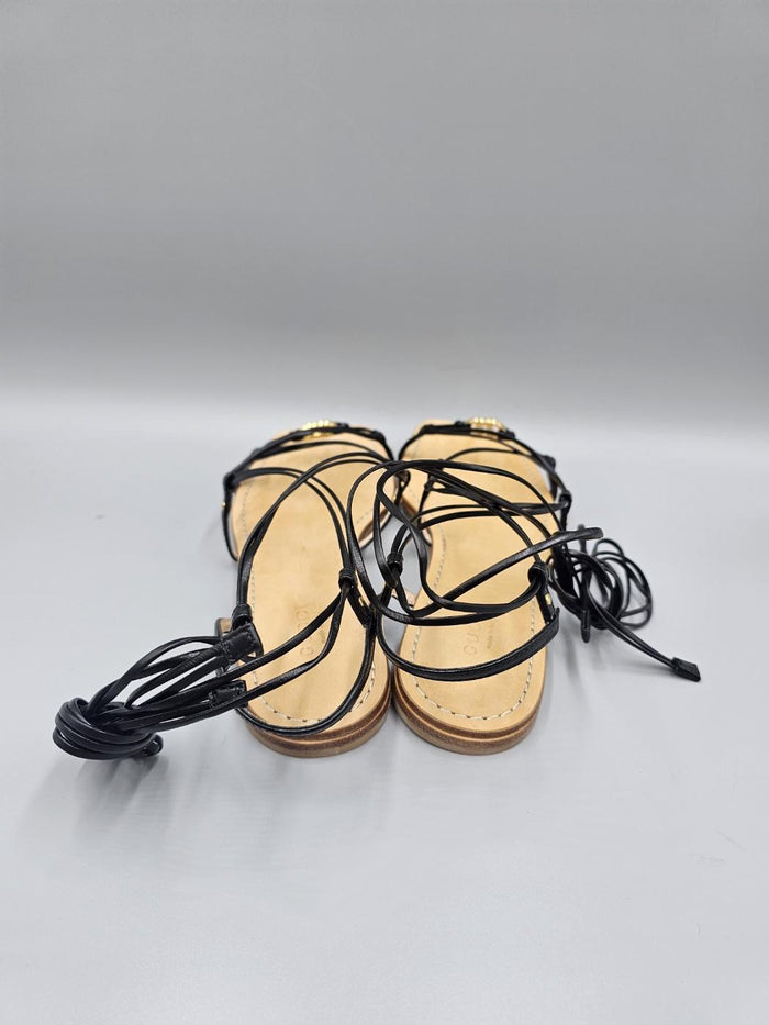 GUCCI Women Interlocking G Strappy Leather Sandals 738680