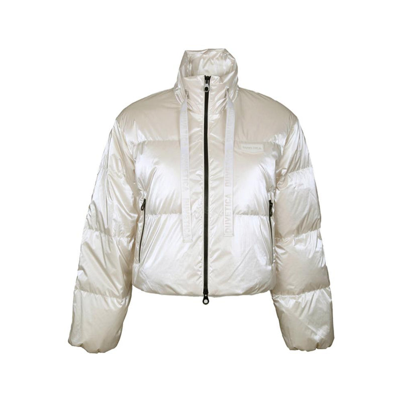 Duvetica Cream Logo Patch Drawstring Puffer Jacket