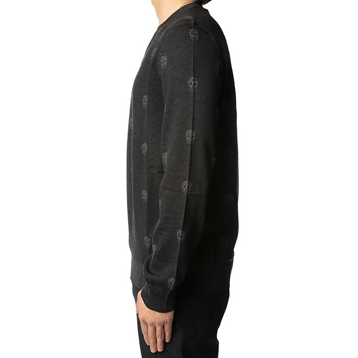 Alexander Mcqueen Skull Embroidered Wool Crewneck Sweater Men’s Black