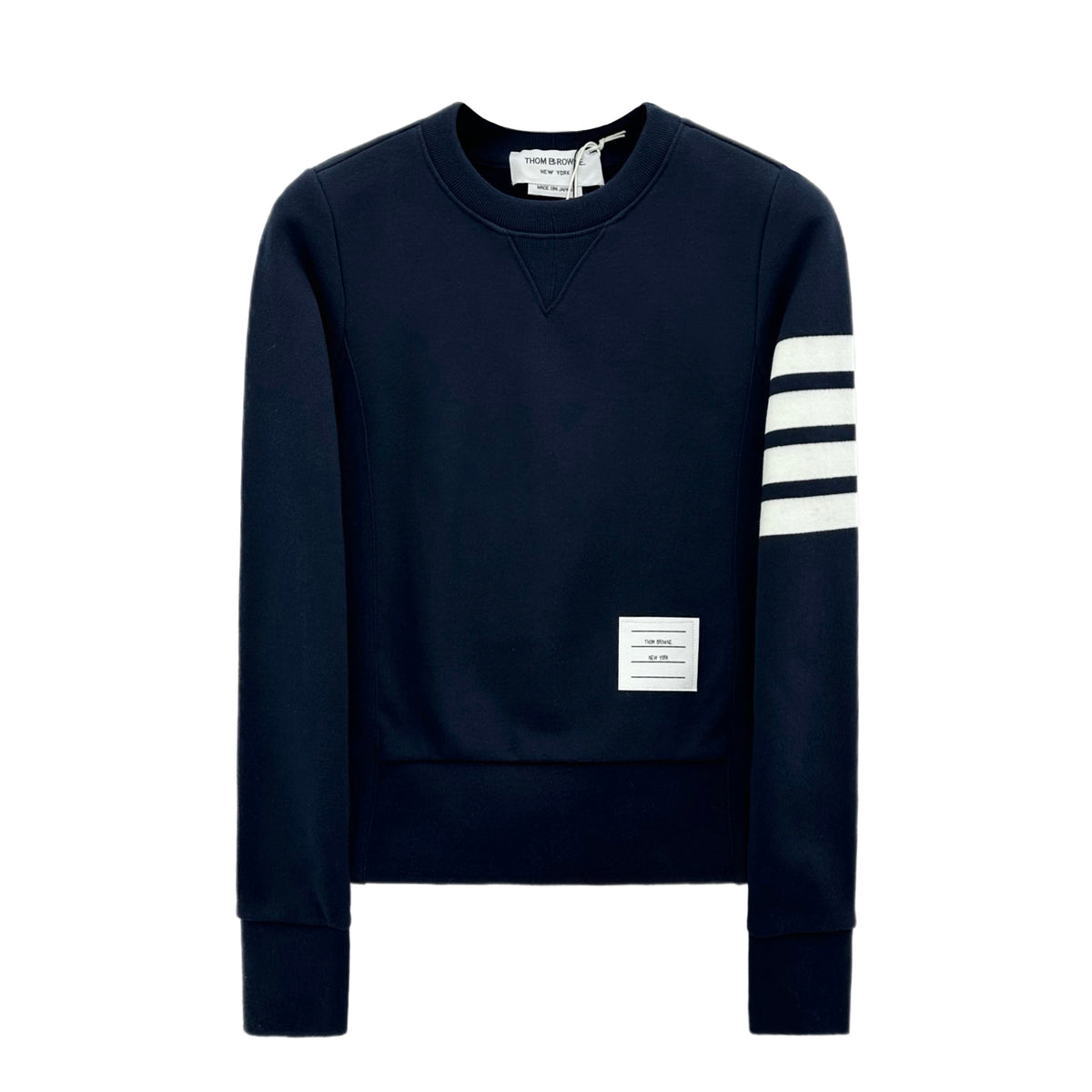 THOM BROWNE Women's Striped Sleeve Crewneck Sweatshirt FJT002A 415