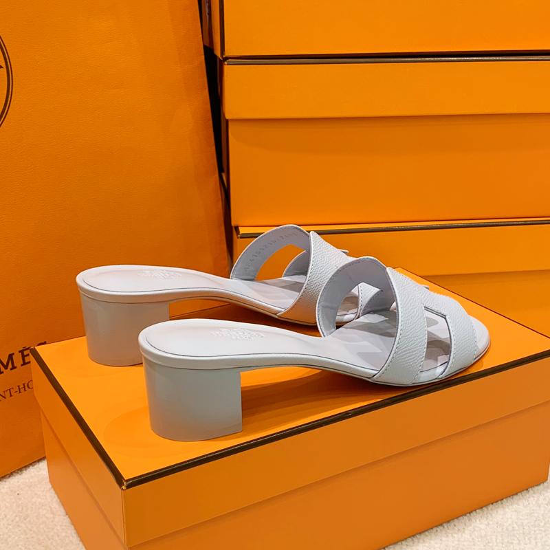 HERMES Oasis Sandals Epsom Calfskin Matte White