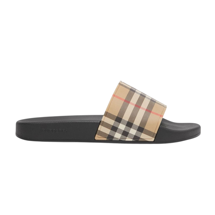 BURBERRY Check Slide Sandals Beige Women’s Slippers