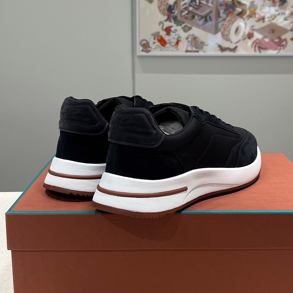 Loro Piana Storm Black Calfskin Weekend Walk Low-Top Sneakers