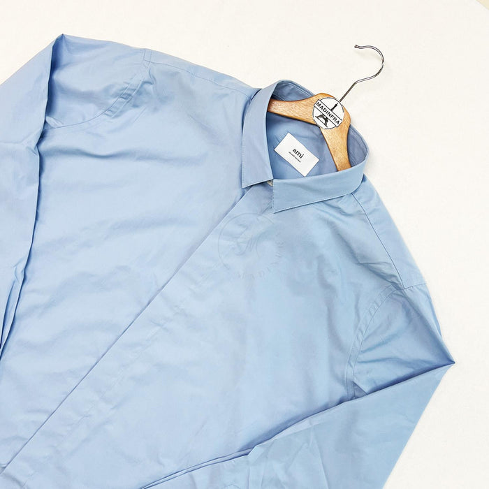 AMI Classic Fit Poplin Long Sleeve Shirt USH150CO0063