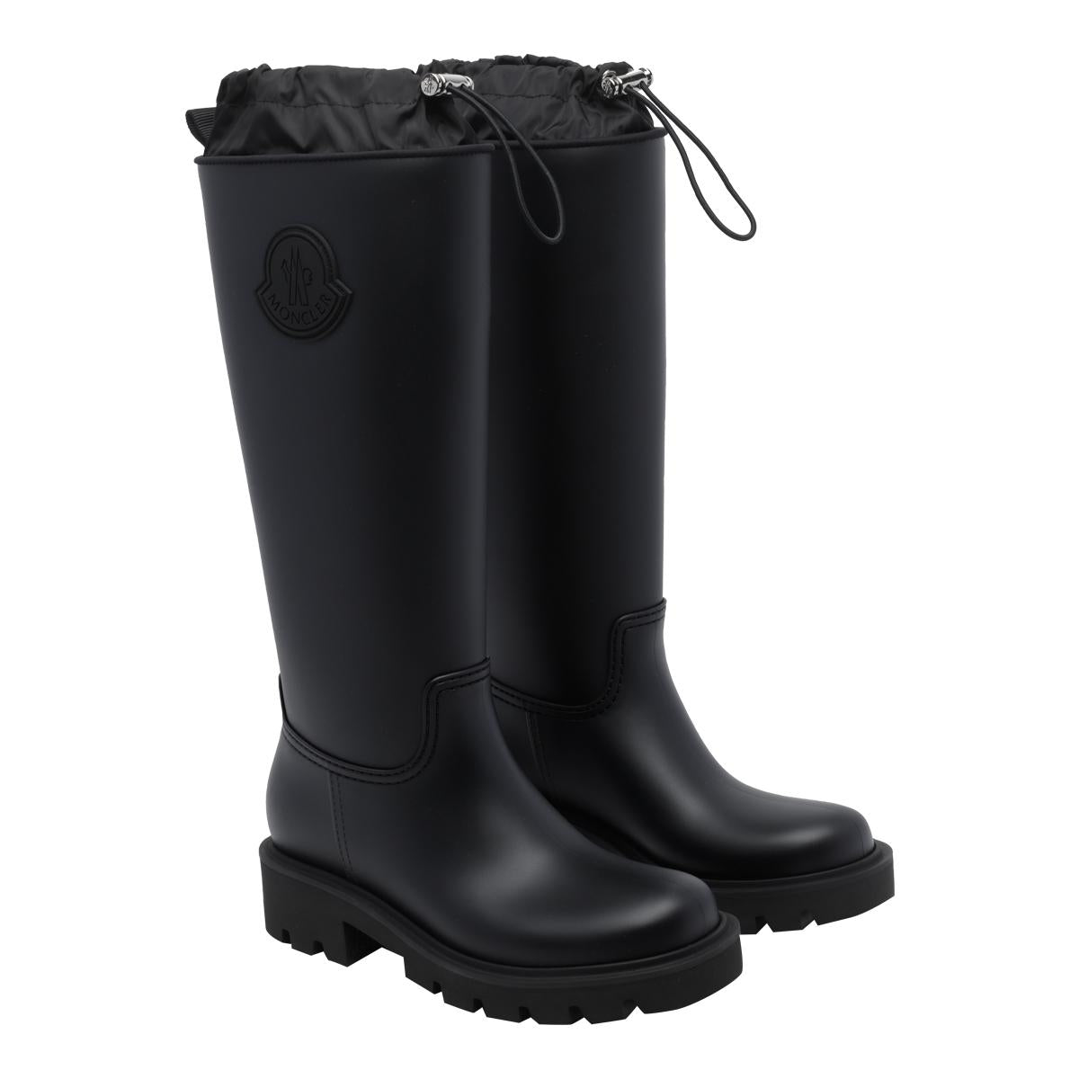 Moncler Black Leather Long Boots