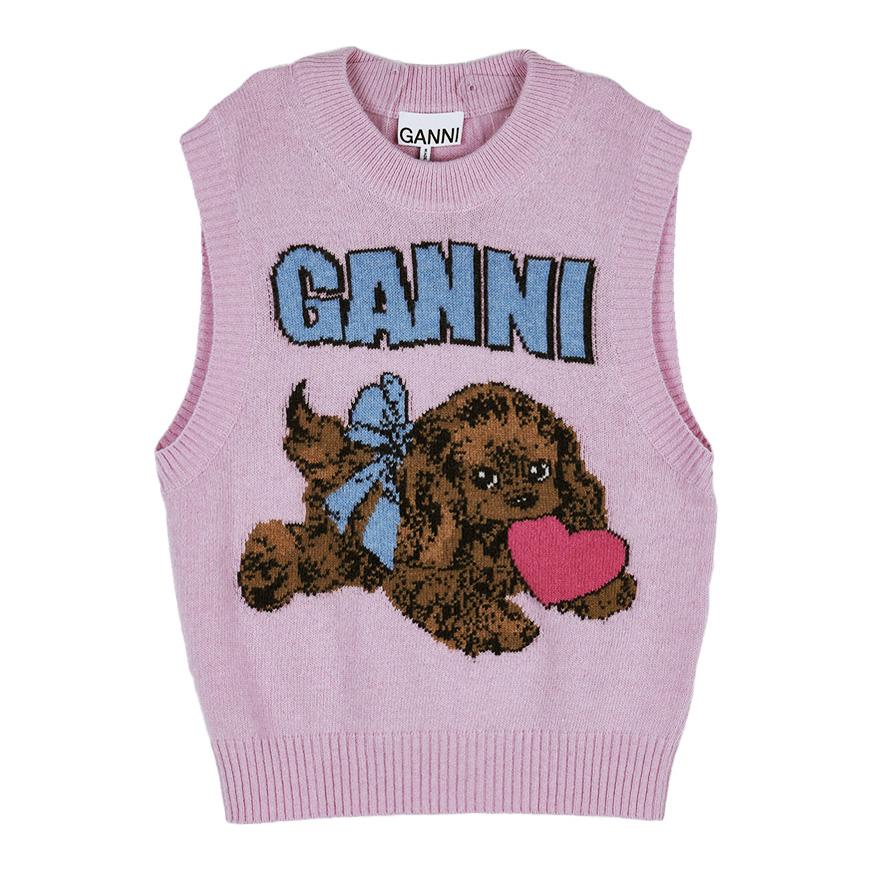GANNI Women’s Puffy Wool Round Neck Knit Sweater K2616 868