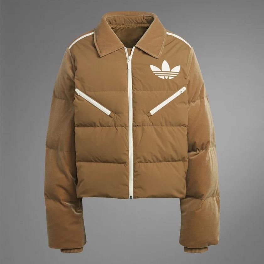 Adidas Originals Velvet Puffer Jacket Brown Unisex