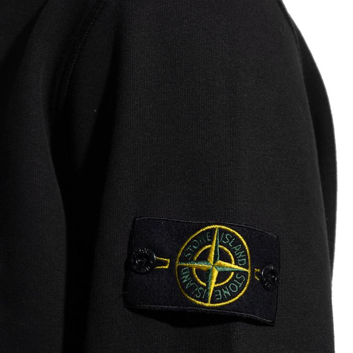 STONE ISLAND Black Cotton Hooded Sweatshirt
