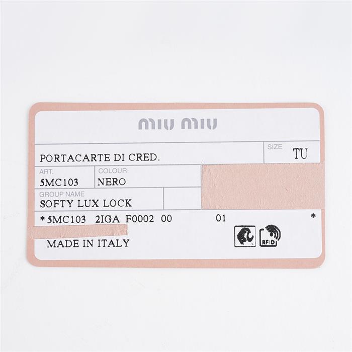 Miu Miu Metal Pendant Leather Card Holder Black