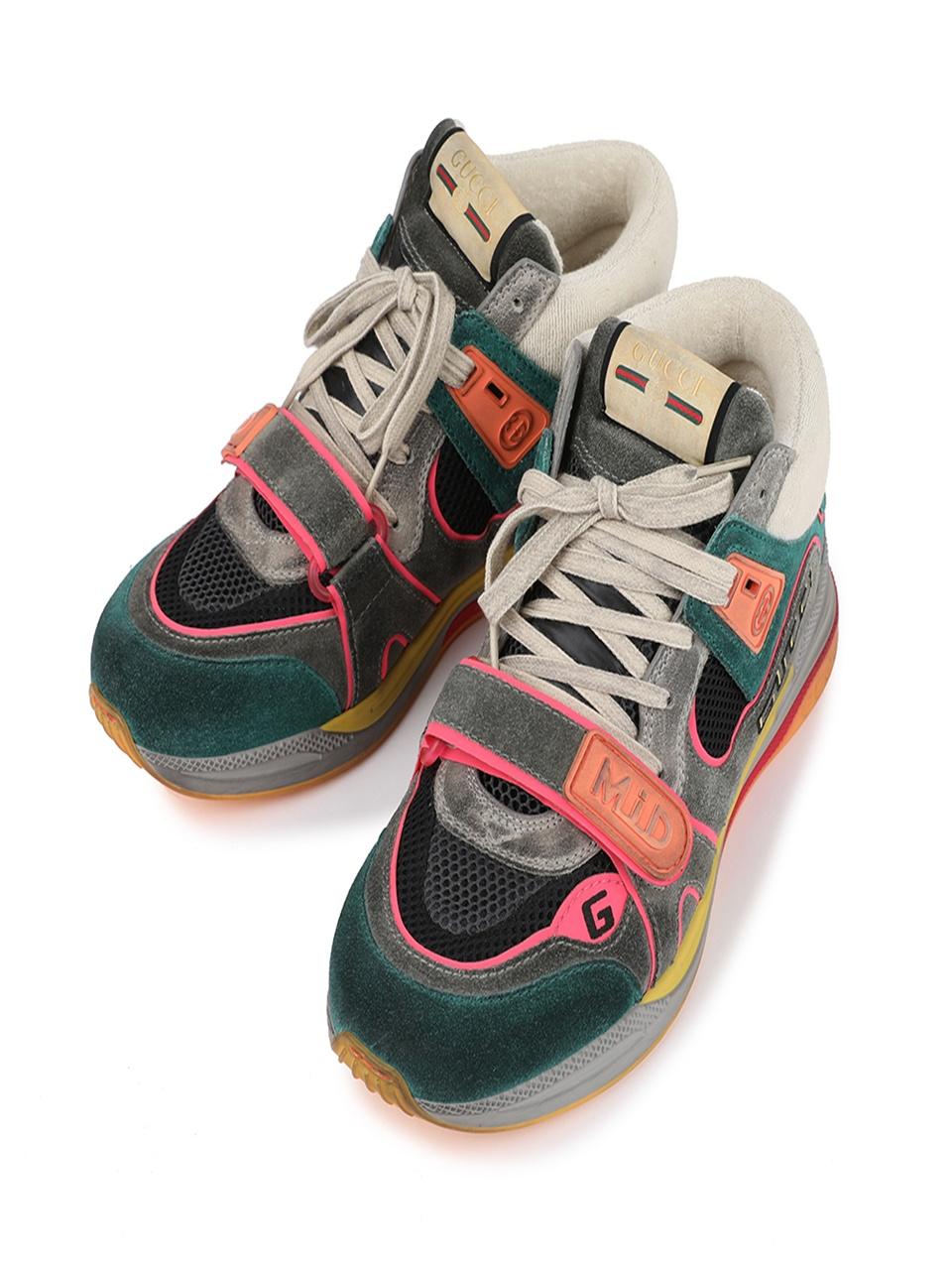 GUCCI Ultraface Mid-Top Sneakers Men’s Leather Mesh White
