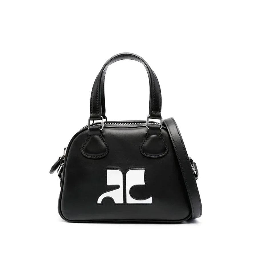 courreges Black Mini Leather Bowling Shoulder Tote Bag 124GSA083CR0027 9999