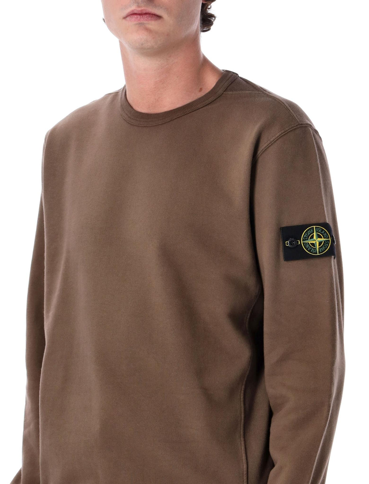 STONE ISLAND Black Cotton Logo Sweatshirt