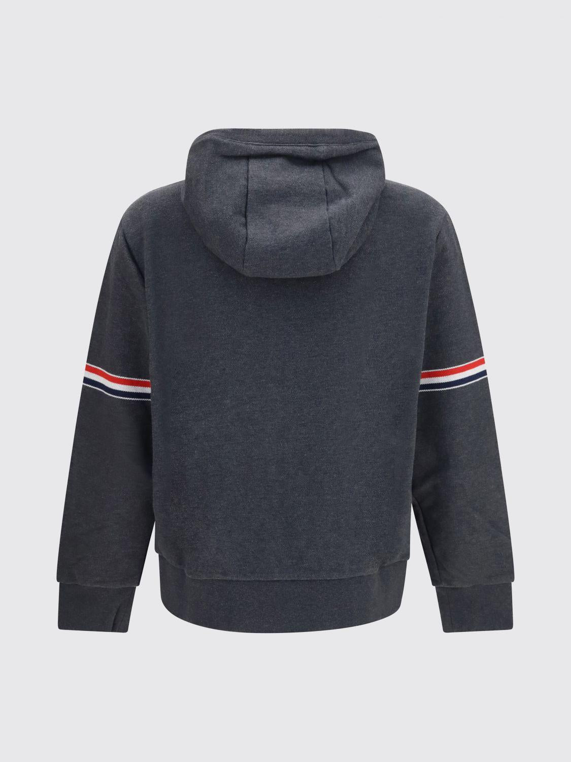 THOM BROWNE Gray Wool Zip-Up Knit Jacket