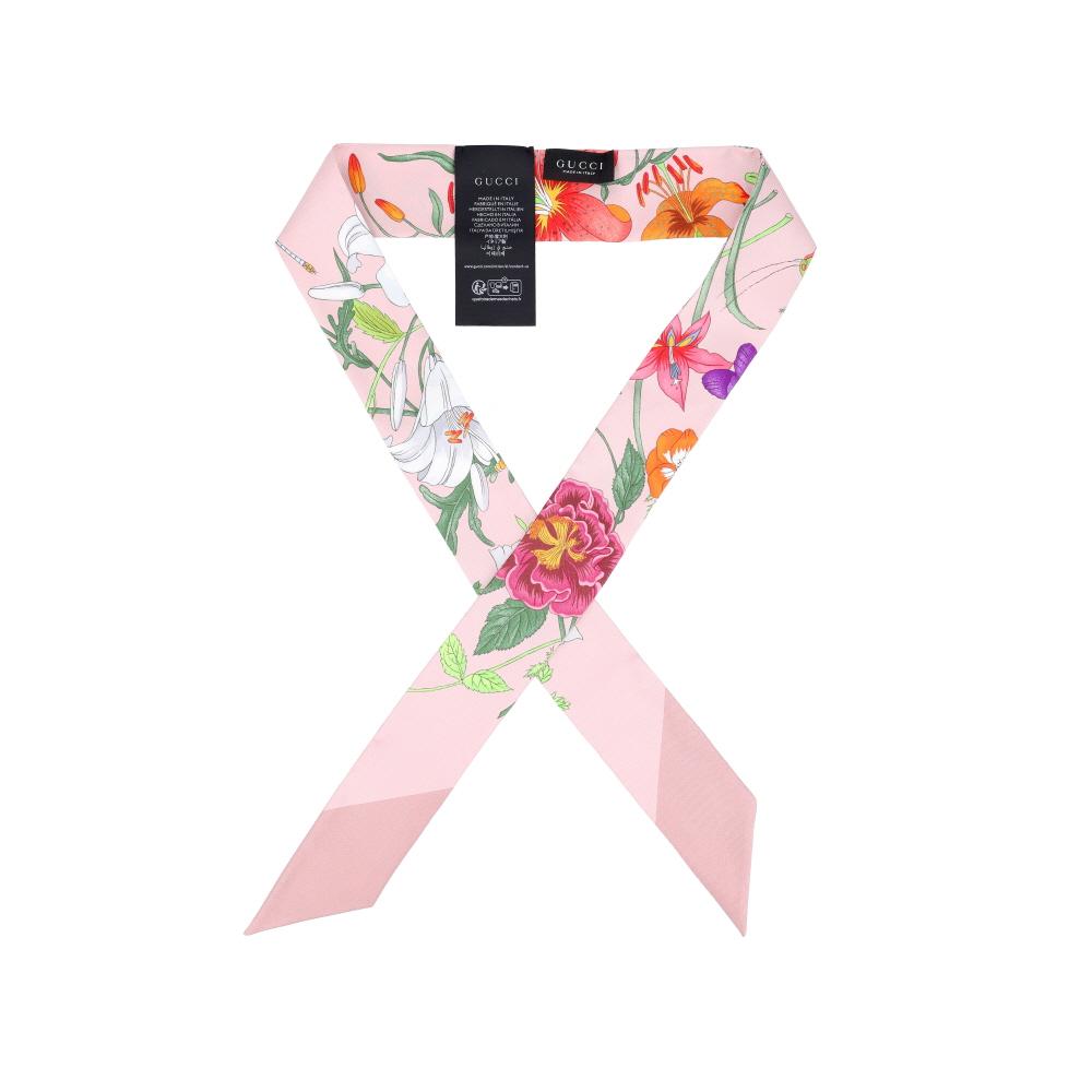 GUCCI Floral GG Print Skinny Silk Scarf for Women