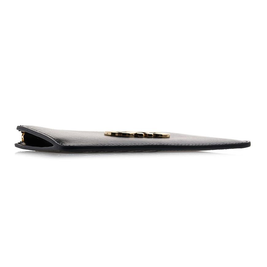 Ferragamo Gancini Leather Bifold Card Holder Black Red Women’s